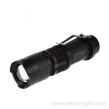 Hot sale cheap sk68 zoom adjustable focus 3 modes best mini promotion gift portable small flashlight with pen pocket clip